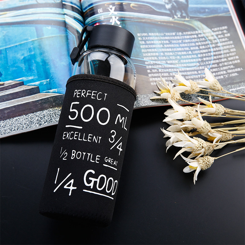 Large capacity water cup men's portable cup creative simple personality glass female student trend Korea