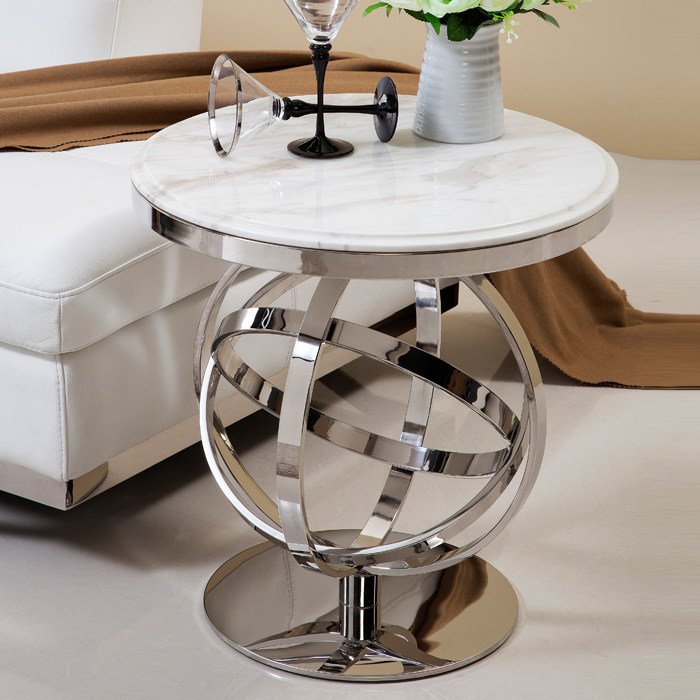 Round marble edge a few modern minimalist small tea table designer living room sofa edge a few corners a few light lavish stainless steel