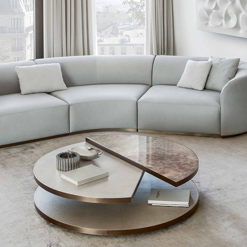 Italian minimalist light and luxurious marble tea table minimalist modern designer Large Terrace Number Sofa Round Tea Table Anomalous
