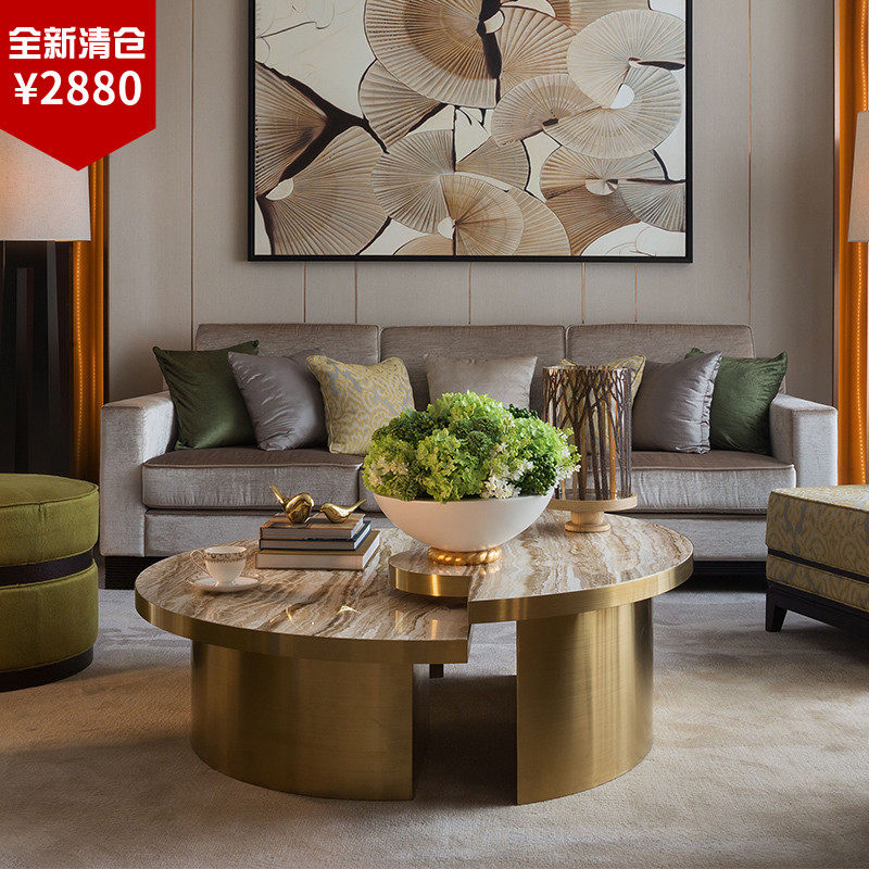 Postmodern stainless steel marble tea table Alien creative light extravagant round tea table minimalist modern Nordic Living room metal