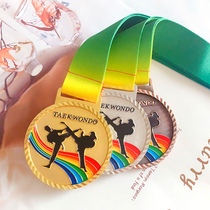 Taekwondo medals high-grade metal paint medals customized diameter 7CM high quality heat transfer strap big medals