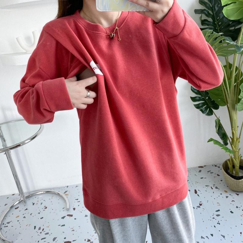 Laced sweatshirt Long sleeves Fall postpartum women's clothing spring Pays postpartum Postnatal Covered Breast laces Breast Milk Lactation