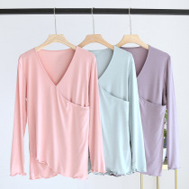 Thin Spring Summer Breastfeeding Clothes Cross V Collar Postpartum Blouse Breathable Modell Pregnant Womens Sleeve Head Long Sleeve Lunar Subsuit