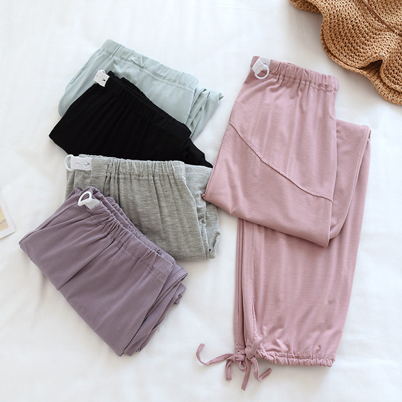 Model pregnant women pants in summer high waist button pants with thin spring and autumn beam feet large size pants can be worn outside