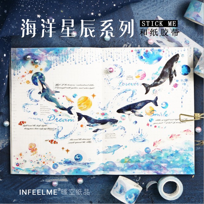 Ocean Star Chen Series and Paper Adhesive Tape Whole Rolls Fairytale Animal Starry Sky Hand Ledger Sticker Diary