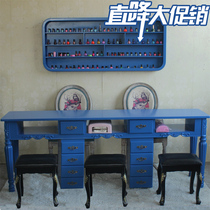 European manicure table single double three manicure table and chair set royal blue nail salon