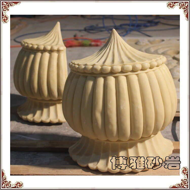 Boya Art Sandstone Pot Sandstone Landscape Relief FrP Sculpture Pumpkin Pot Hotel Clubhouse Decoration