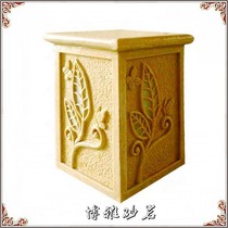 Customized sandstone relief lighting square column pier flower pot European background wall European Roman column hotel villa decoration