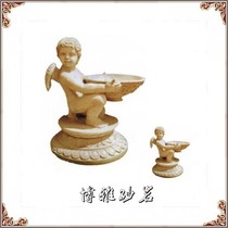 Art sandstone Angel fountain sculpture European relief background wall garden landscape fountain courtyard water wall