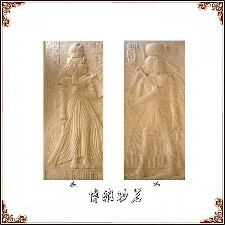 Sandstone sculpture European character relief background wall three-dimensional mural sandstone landscape fountain outdoor flower pot sculpture