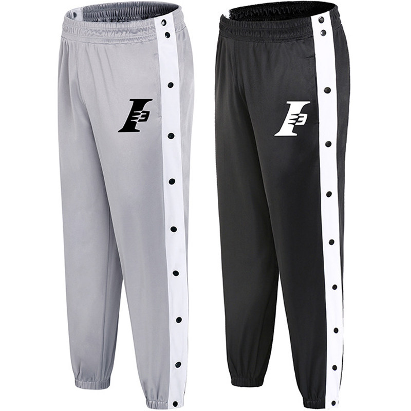 Everson Basketball Pants Men's Buttoned Pants Sport Pants Full Open Button Double Row Buttoned Trousers Button Pants Loose Bundle Leg Bungles Pants