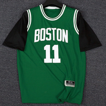 Spring summer basketball sports T-shirt round neck short sleeve Owen Boston loose size sports jersey fake Two T-shirt Green