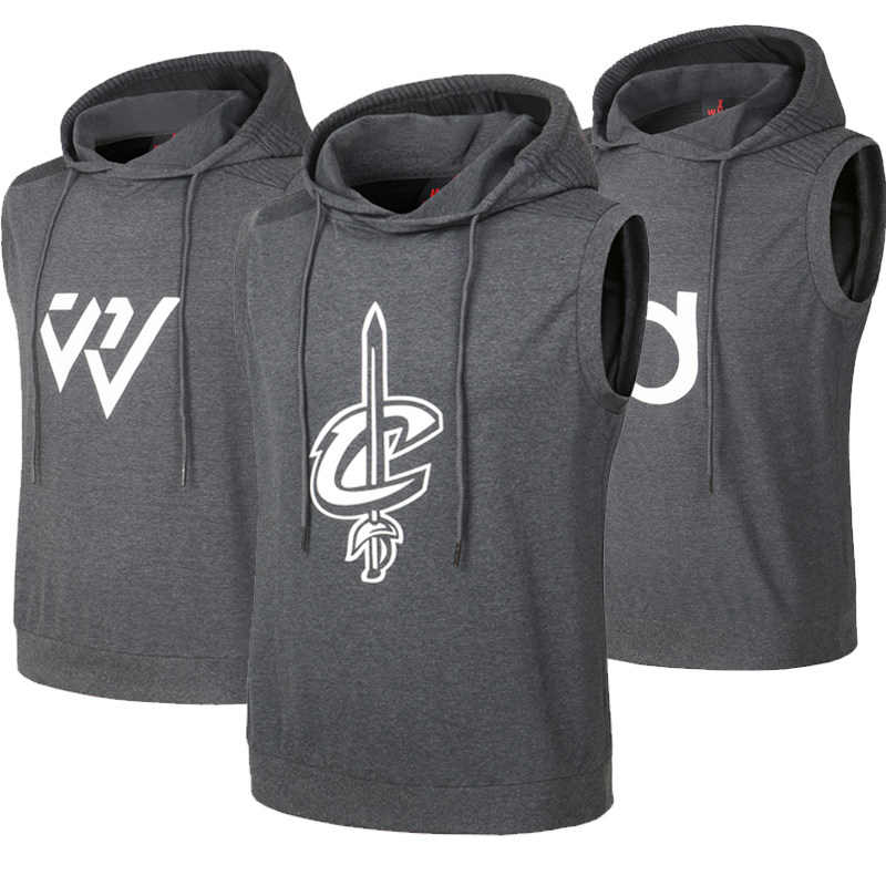 Autumn sweatshirt jacket Sport waistcoat Men's hat No sleeves Sleeves Head Casual Blouse Basketball Training Suit Vest Big Size for Libra