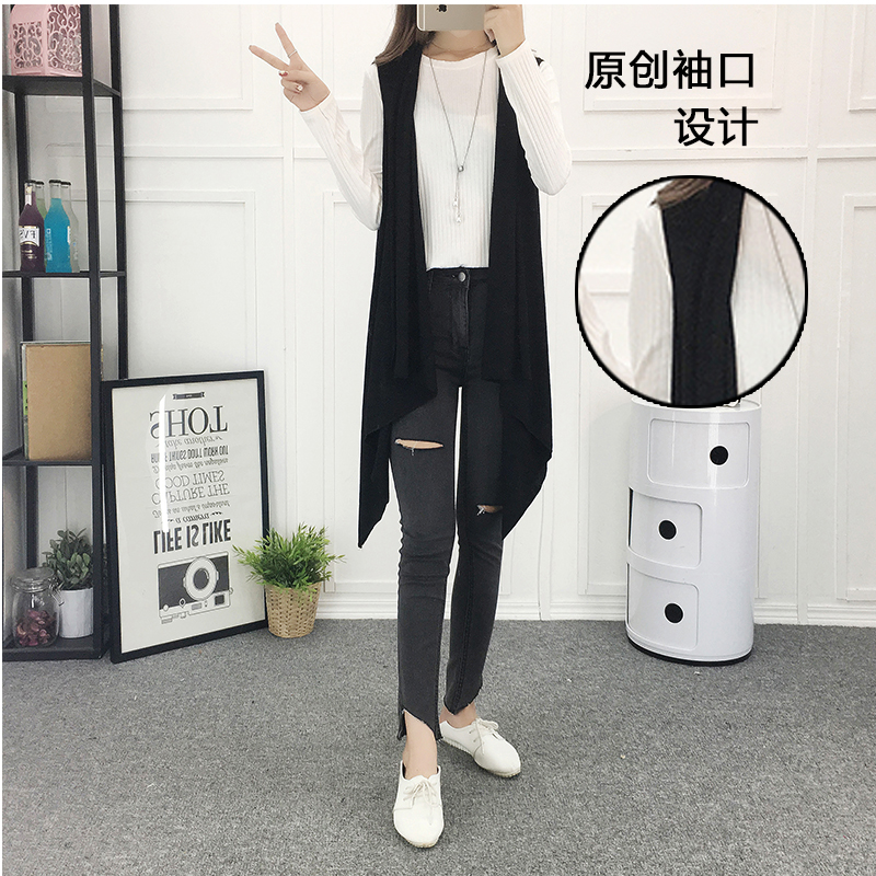 Mùa xuân và mùa thu mùa thu áo len mỏng của phụ nữ không tay áo len cổ chữ V bên ngoài áo len ngắn áo choàng nhỏ áo choàng điều hòa không khí khoác cardigan