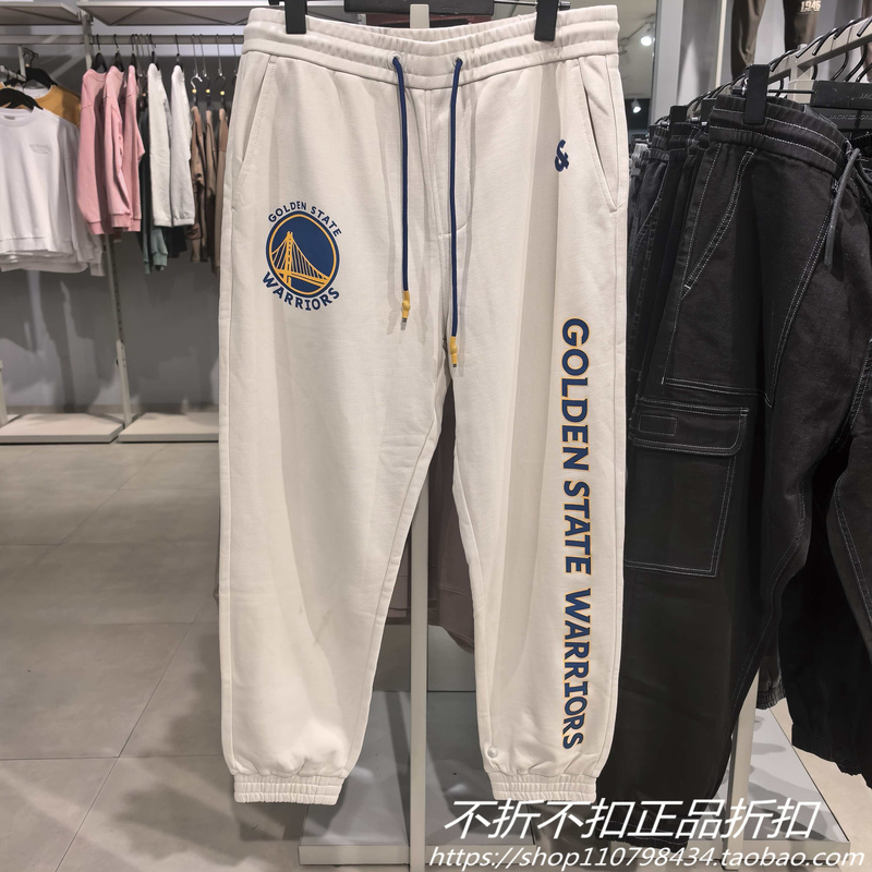 Jack Jones Men's Nba Collaboration Loose Letter Print Sports Jogger Pants 22431D042 Warriors Team