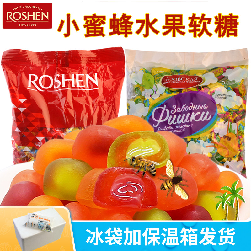 Ukrainian imported candy honey bee sandwich fruit gummy gummy multi-flavor mixed candy 1000g