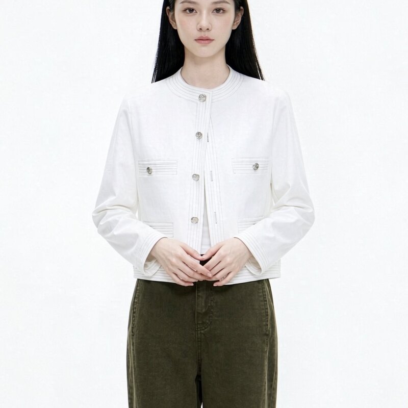Ikyou Simple and High-End Round-Neck Chanel-Style Jacket for Women, New Autumn and Winter Versatile Loose Slimming Short Top Ikyou Simple and High-End Round-Neck Chanel-Style Jacket for Women, New Autumn and Winter Versatile Loose Slimming Short Top