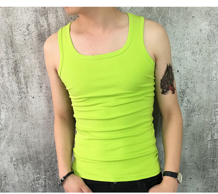 Mùa hè thủy triều của nam giới stretch Slim vest nam Hàn Quốc phiên bản của chặt chẽ-fitting solid color I-bông thanh niên thể thao mồ hôi vest