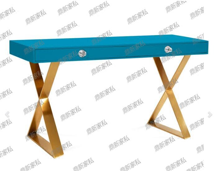 Simple postmodern double drawer cross stainless steel foot desk American desk desk computer desk makeup table