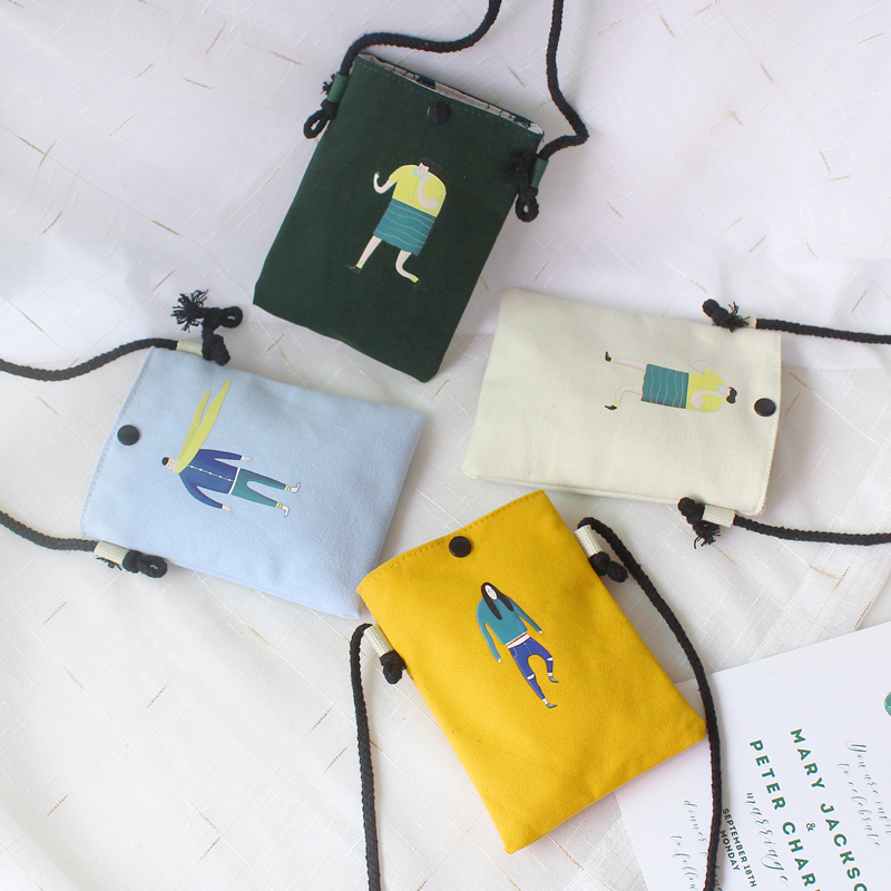 Bag Pack woman 2022 new Korean version less female student mobile phone bag Canvas Pouched Satchel Cute Cartoon Little Fresh 