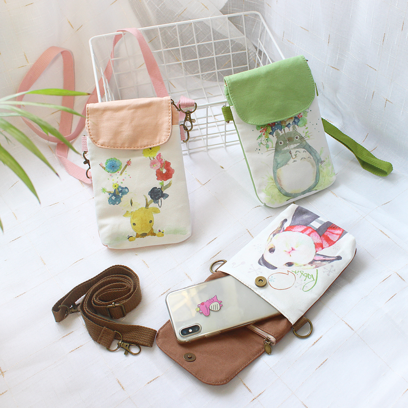 Korean cute small fresh mobile phone small bag female Messenger bag key bag summer ins girl heart coin purse