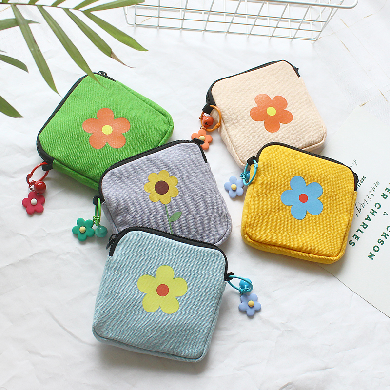 Flower print wallet female student Korean version short 2021 new fashion cute small fresh coin purse simple
