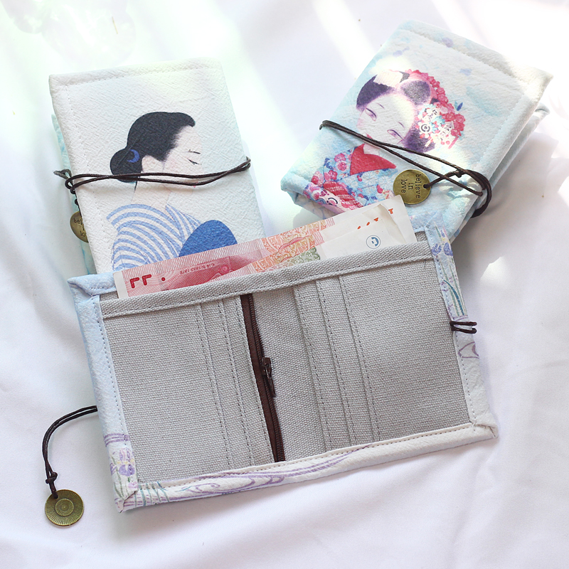 Coin purse Korean ins wallet female short student Korean version simple cute cat print folding small wallet