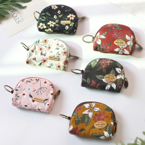 Retro Forest Pastoral Style Coin Purse Womens Small Mini Zipper Flower Pattern Student Cute Korean Wallet