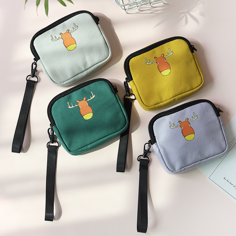 South Korean student cute little deer printed hands with wallet 2022 new fashion mini zero wallet wrist hand-carrying bag