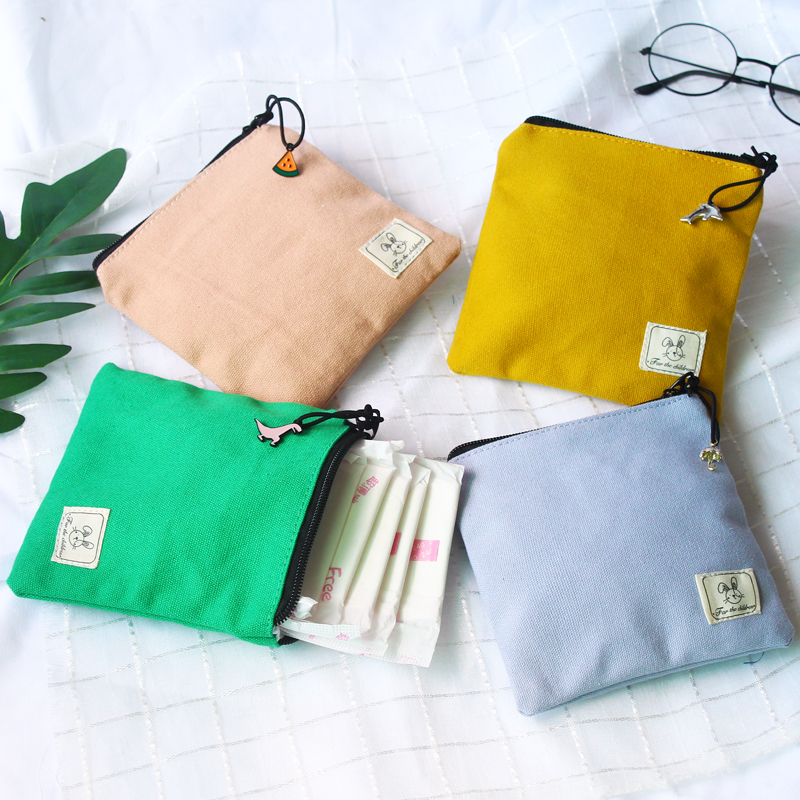 South Korea Sanitary Cotton's Aunt Bag Cute portable packet Bag M Towel Bag Monthly Affair Bag Girl's Heart Contained Bag