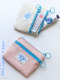Cute double-layer contrasting zipper coin wallet bus card storage bag Korean style student simple versatile headphones aunt towel