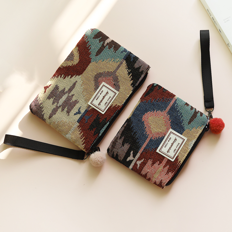 Personality Collider design Name family Wind let mobile phone's small bag canvas hand hold wrist zero wallet female out for portable