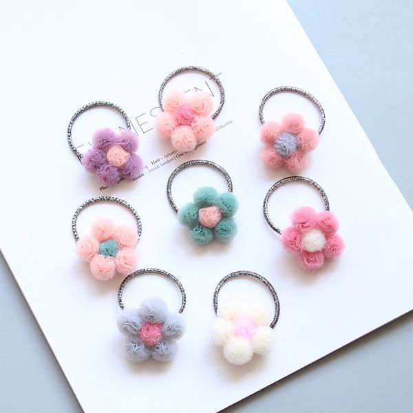 Dog Hair Clip Yarn Ball Flower Hair Ornament Pet Head Rope Teddy Yorkshire Rubber Band Candy Color Hairpin Head Ornament