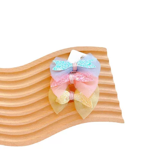 Милые блестки для ногтей с бантиком, резинка для волос с косичкой, аксессуар для волос, в цветочек