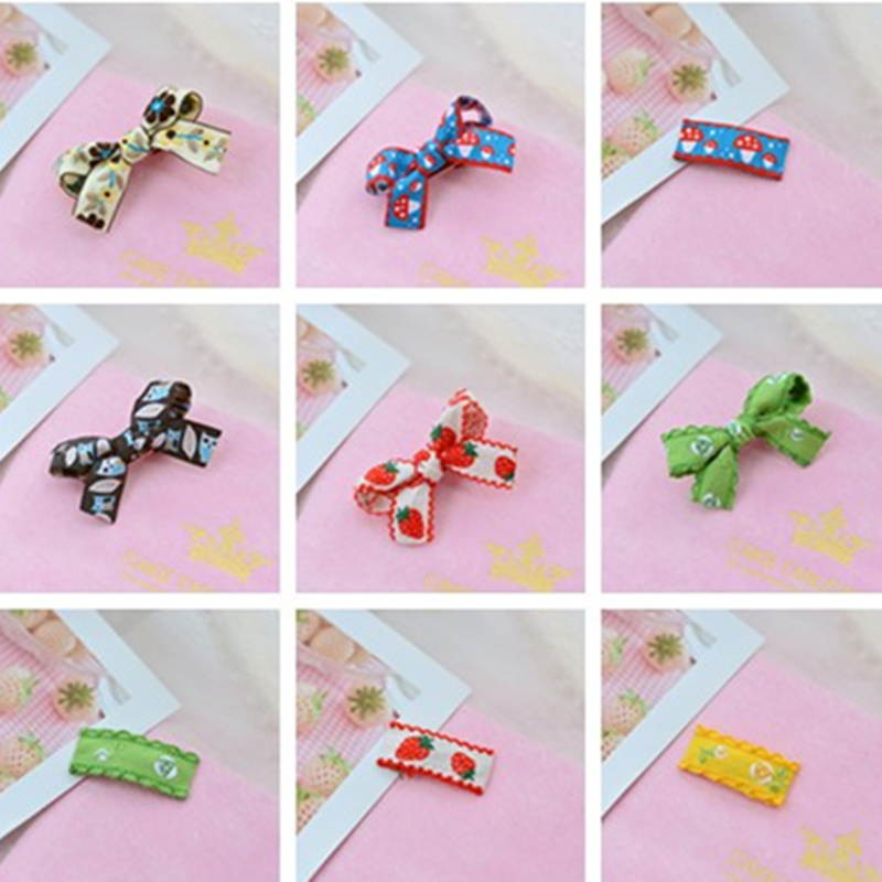 Pet Bow Hair Clip Small Fresh Teddy Head Embroidery Strawberry Lace Water Drop Clip Dog Kitty Cat Jewelry