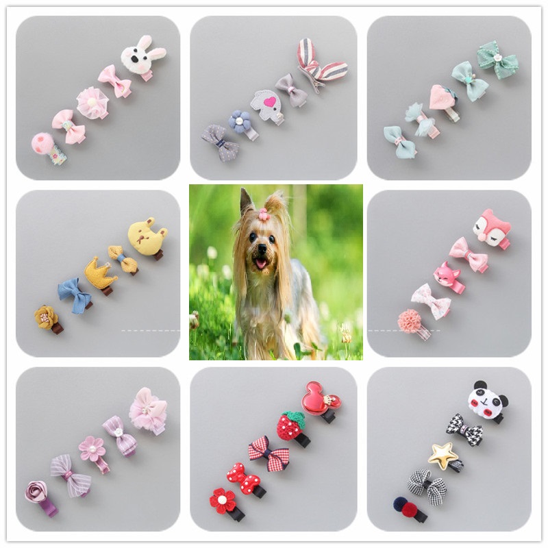 New Dog Hair Clamp Head Butterfly-headed Pet Teddy Bear Hairhanded Dog Handle Cat Accessories Head Flower