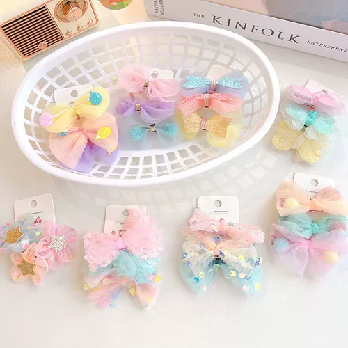 Милые блестки для ногтей с бантиком, резинка для волос с косичкой, аксессуар для волос, в цветочек