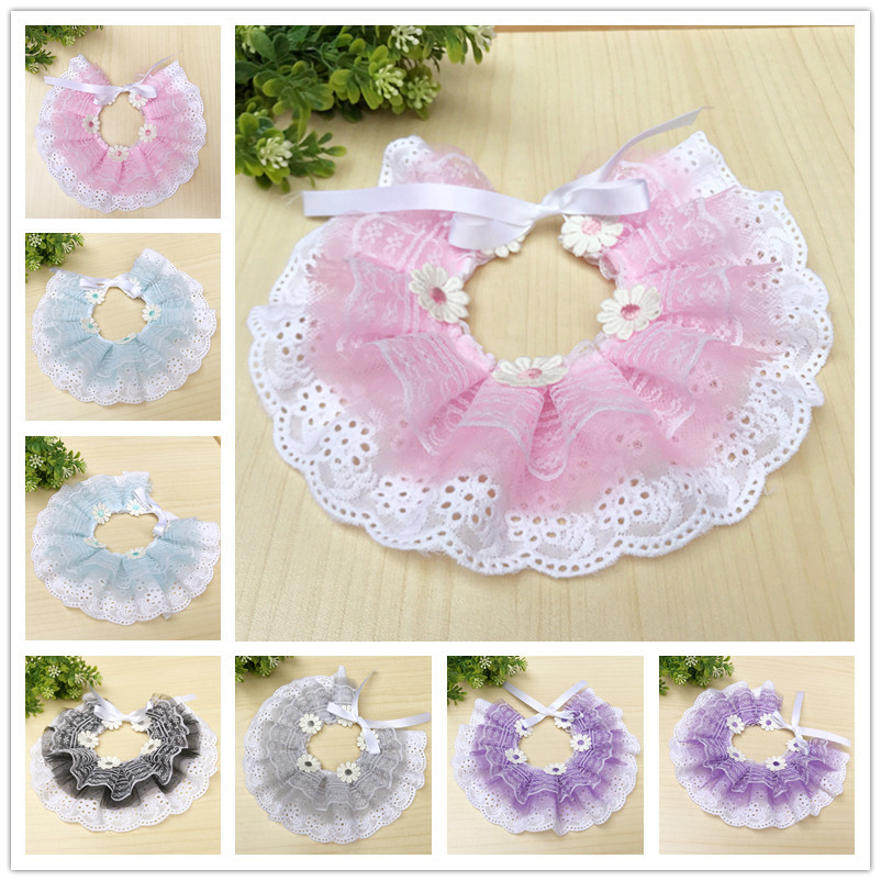 New original lace bib cat teddy bib round neck saliva towel neck pet dog saliva towel