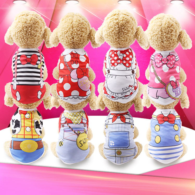 Dog clothes Teddy cute fake strap vest pure cotton Bichon Hiromi spring and summer thin pet clothes