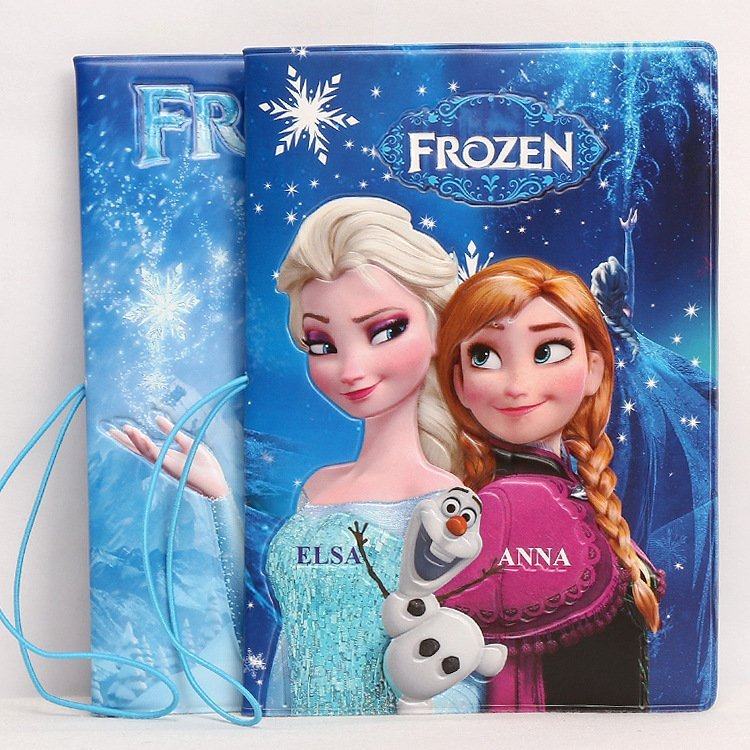 Frozen ice-snow chic edge ELSA cartoon Cubic passport sleeve 3D document sleeve Travel Cartoon Multifunction Document Bag