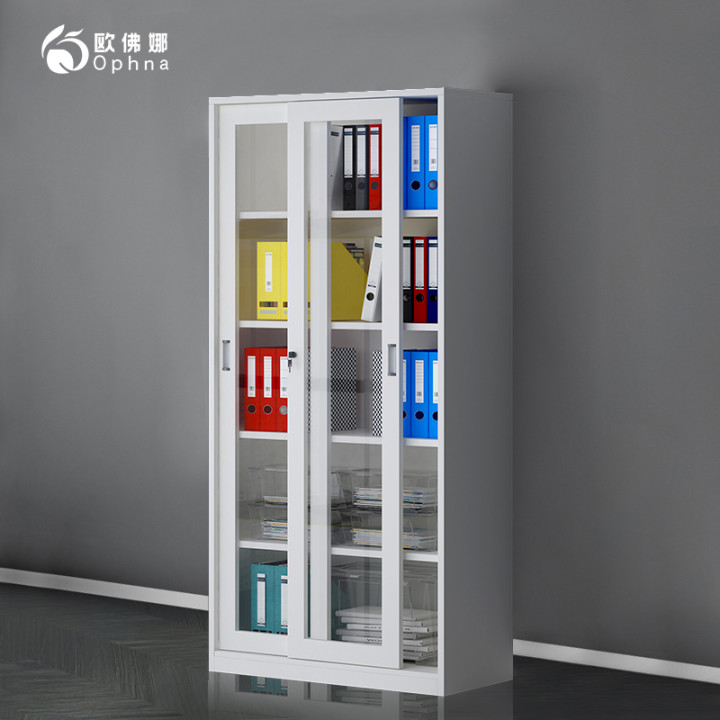 Ovona office file iron file push-pull door glass with lock storage financial voucher iron cabinet