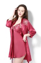 Suzhou Silk Name Genuine Silk Sleepwear Spring Autumn Harnesses Sleeping Skirts Pyjamas 2 Mulberry Silk Sexy Family Clothes