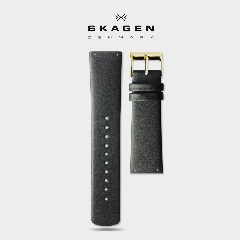 22mm Original Skagen Black and Dark Blue Screw-On Quick-Release Leather Watch Strap Replacement 22mm Original Skagen Black and Dark Blue Screw-On Quick-Release Leather Watch Strap Replacement