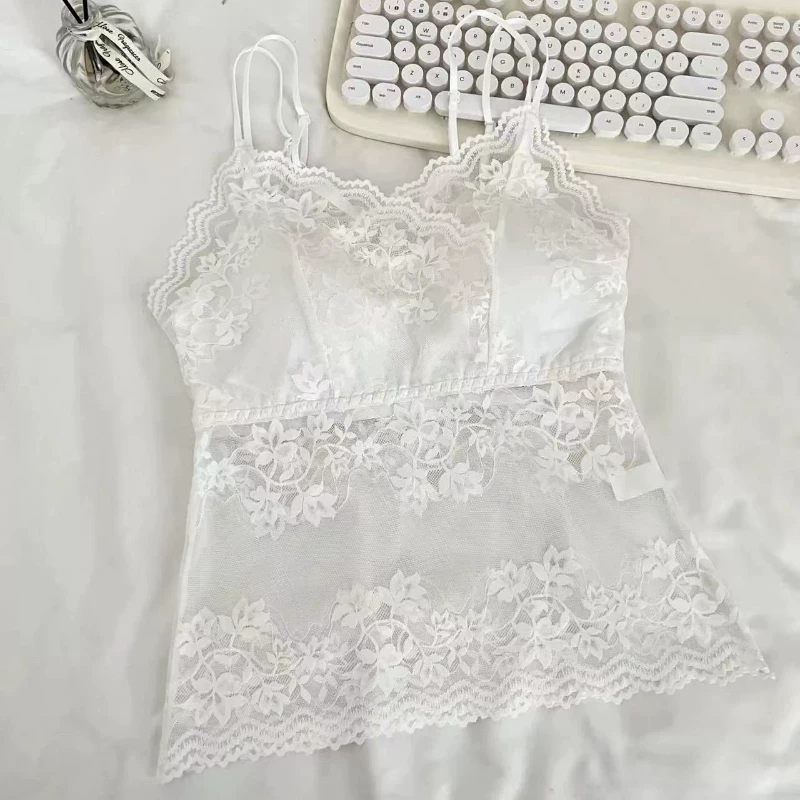 Летний гипюр топ на лямках, топ с чашечками, тонкая защитная underwear, бюстгальтер-топ, топ-бюстгальтер