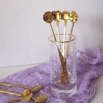 In the flower tree) as fine as flute) Golden long handle dessert spoon ice cream spoon ice cream spoon