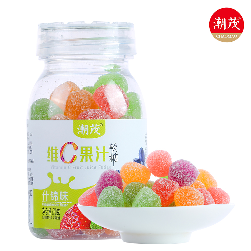 64 Bottles Tide Lush Vitamin C Juice Soft Sugar Fruit Taste Rubber strawberry Taste Grape flavored bottled snacks