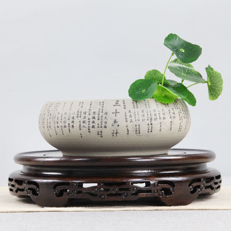 Mahogany carving crafts decoration base round solid wood teapot flower pot vase Buddha statue fish tank strange stone base
