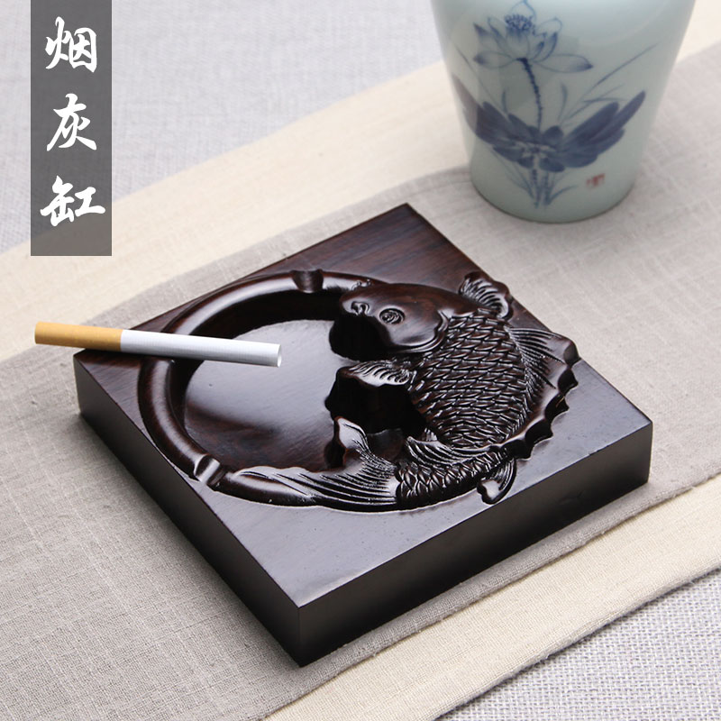 Black Sandalwood Red Wood Cigarette Ashtray Office Living Room Chinese Style Personality Retro Real Wood Trendy Multifunction Tobacco Cylinder