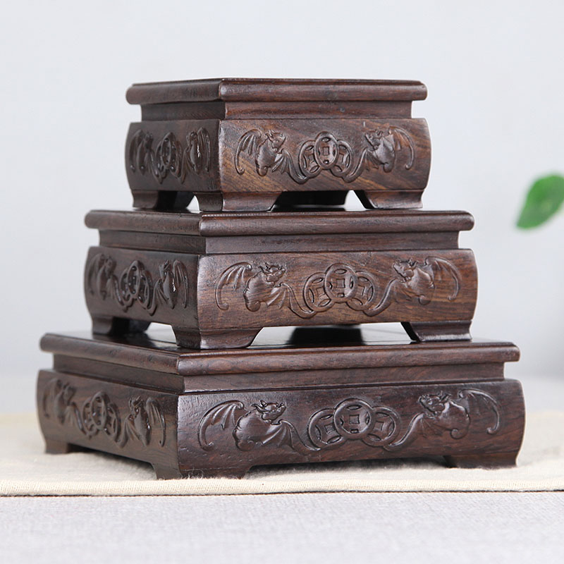 Ebony base Solid wood flower pot Vase Buddha statue decoration base mahogany stone strange stone teapot bracket