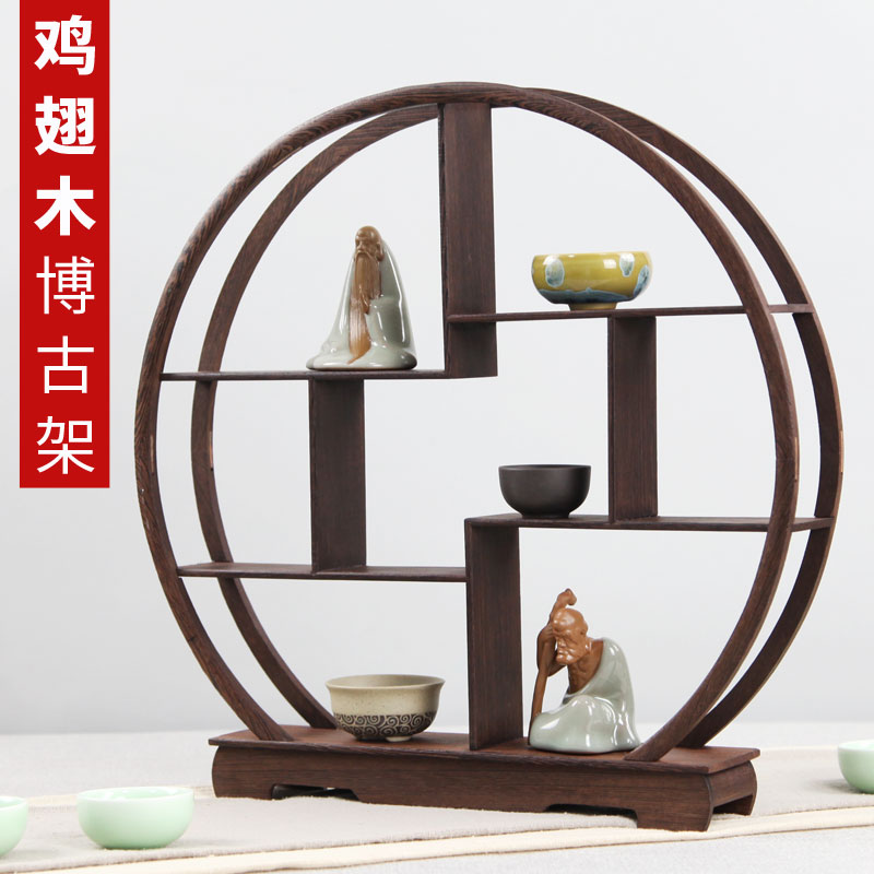 Woods Rich Chicken Wings Wood Small Bou Ancient Shelf Tea Tea Shelving Teapot Shelf Red Wood Chinese Doloft Solid Wood Show Shelf